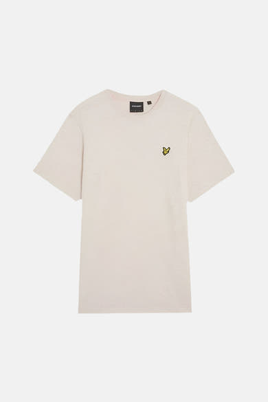 T-shirt beige à manches courtes de LYLE & SCOTT, avec un petit logo brodé sur la poitrine.