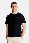 T-shirt à manches courtes bleu de LYLE & SCOTT, avec col contrastant et logo brodé sur la poitrine.