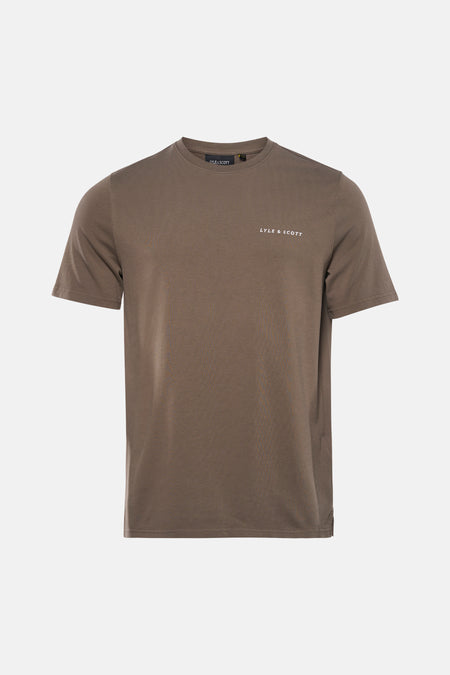 Kaki T-shirt met korte mouwen van LYLE & SCOTT, met geborduurd logo op de borst.
