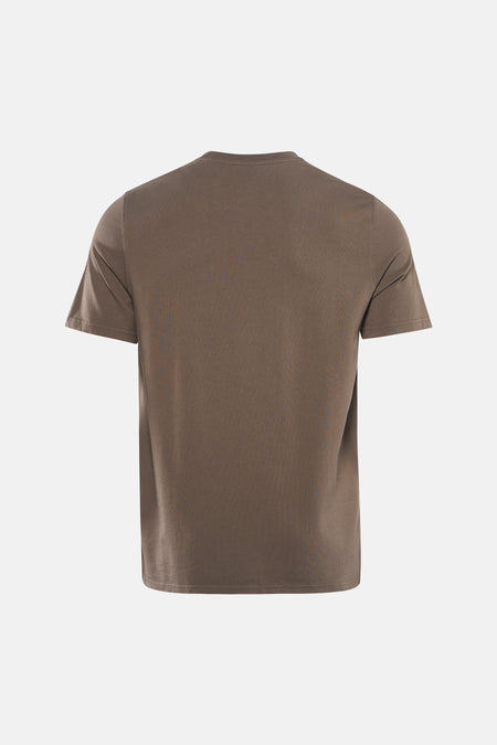 Kaki T-shirt met korte mouwen van LYLE & SCOTT, achterzijde, gladde, effen stof.