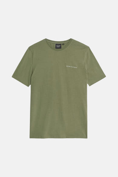 Groen T-shirt met korte mouwen van LYLE & SCOTT, met geborduurd logo op de borst.