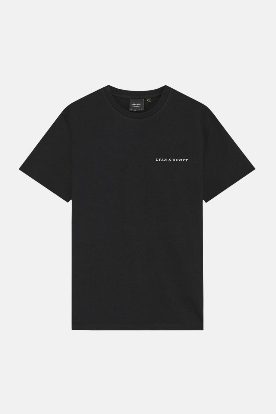 T-shirt noir à manches courtes de LYLE & SCOTT, avec le logo de la marque brodé sur la poitrine.