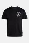 Zwart T-shirt met korte mouwen van LYLE & SCOTT, met een witte grafische print op de borst.