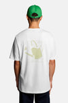 Wit T-shirt van LYLE & SCOTT, rug met een grafische print van een gieterijschema.