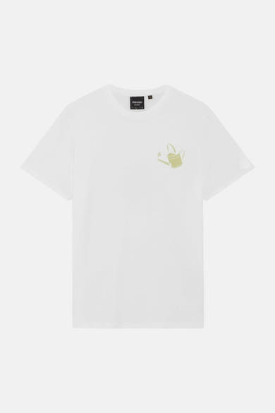 Wit T-shirt van LYLE & SCOTT met een groene gieter op de borst.