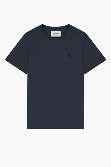 Blauw T-shirt met korte mouwen van LYLE & SCOTT, met een discreet geborduurd logo op de borst.