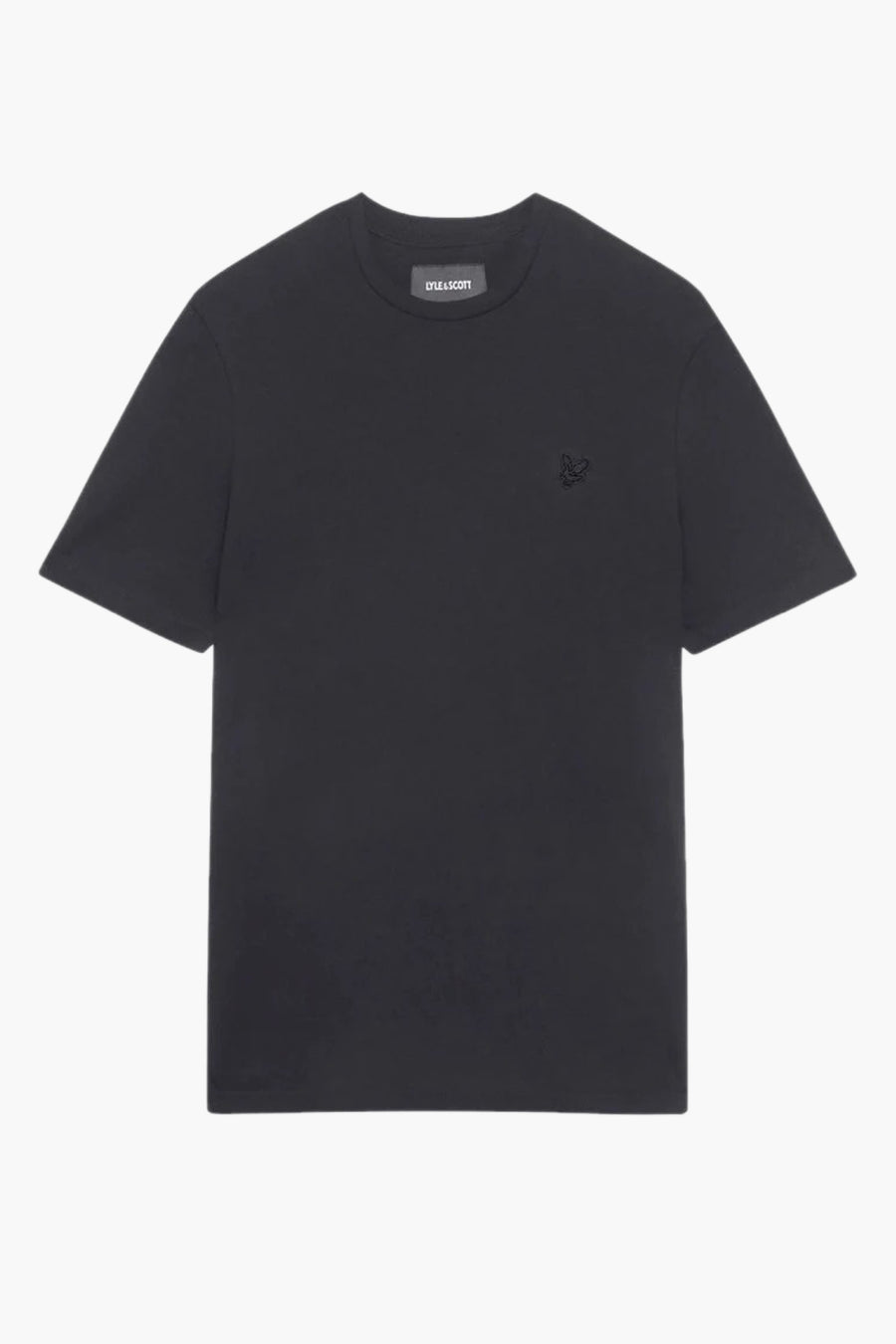 T-shirt noir à manches courtes de LYLE & SCOTT, avec un petit logo brodé sur la poitrine.