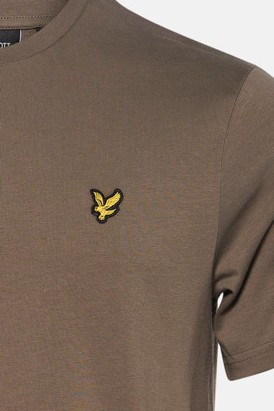T-shirt kaki à manches courtes de LYLE & SCOTT, avec un logo brodé d'aigle doré sur la poitrine.