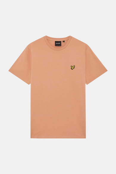 Oranje T-shirt van LYLE & SCOTT met een geborduurd geel adelaarslogo op de linkerborst.
