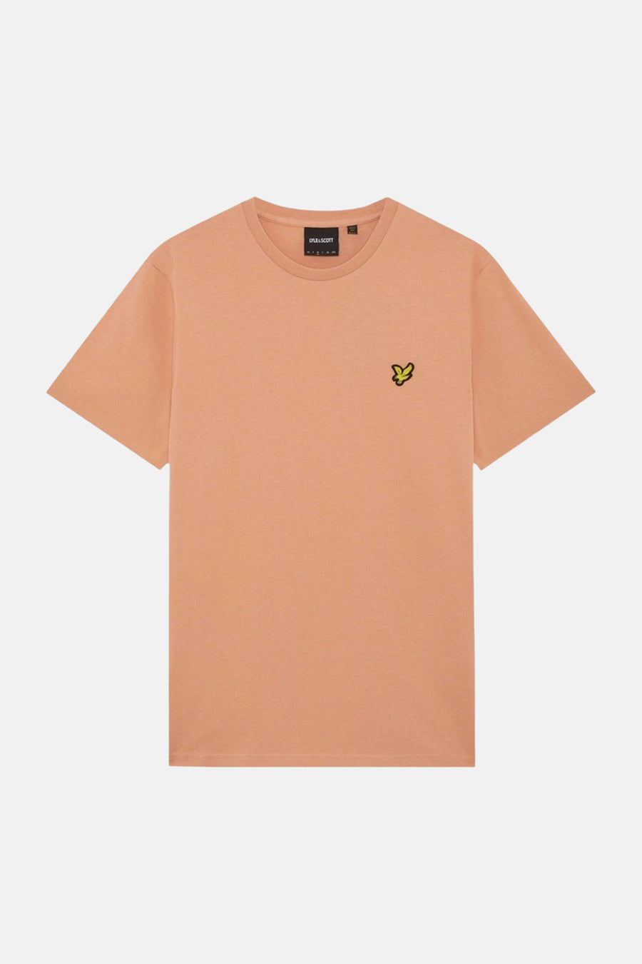 Oranje T-shirt van LYLE & SCOTT met een geborduurd geel adelaarslogo op de linkerborst.