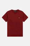 Rood T-shirt met korte mouwen van LYLE & SCOTT met een klein geborduurd geel adelaarslogo op de borst.
