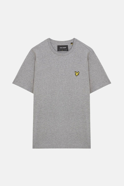 T-shirt gris à manches courtes de LYLE & SCOTT avec logo brodé sur la poitrine.