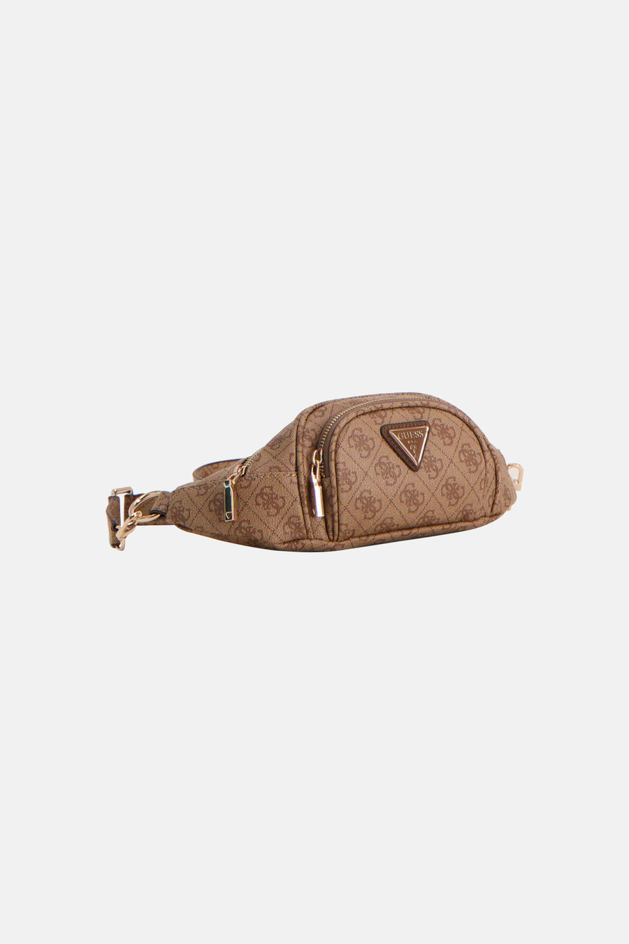Bruine heuptas met patroon, van Guess, met gouden details en ritssluiting.