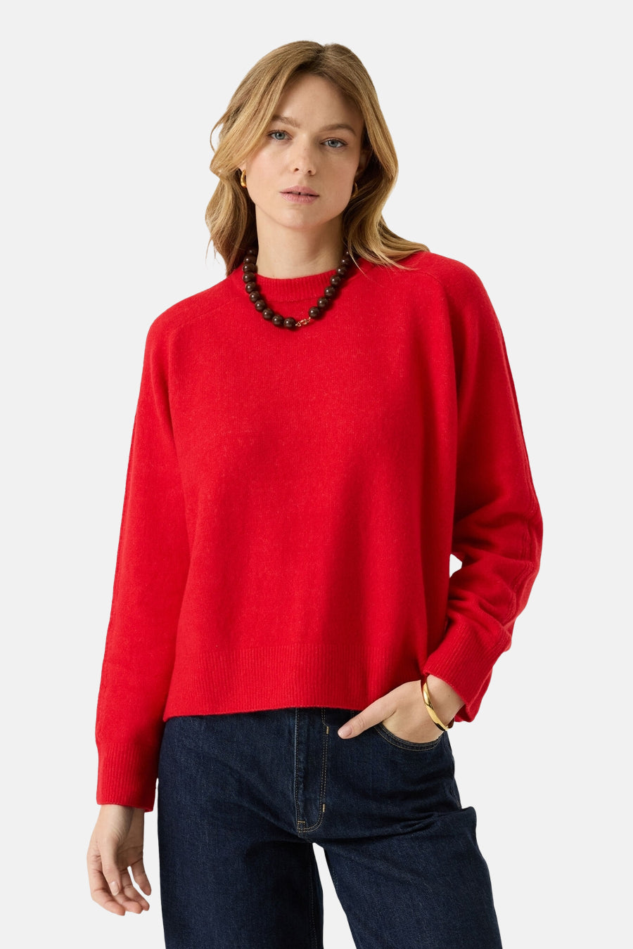 Pull col rond rouge - GARCIA