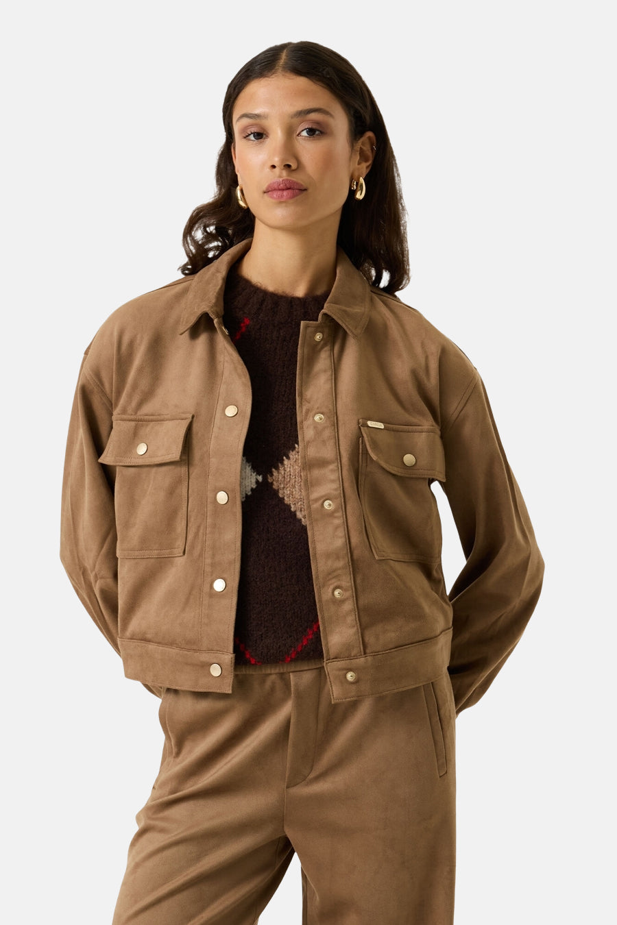 Dames tops jas overshirt cognac - GARCIA
