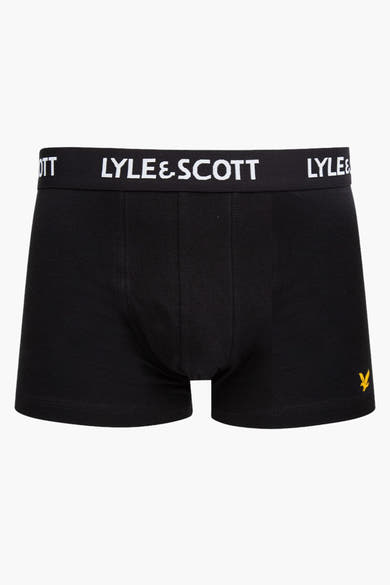 Zwarte boxer van LYLE & SCOTT met witte logoband en discreet logo op het been.