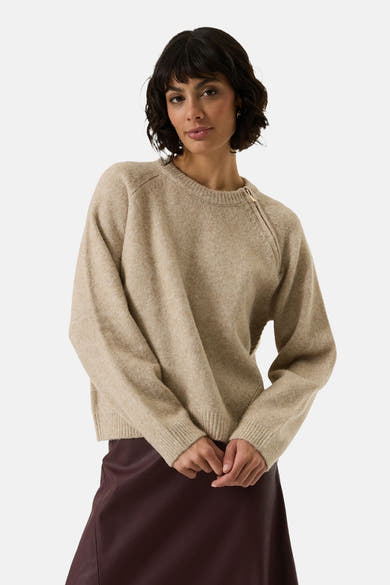 Pull col rond cognac - GARCIA