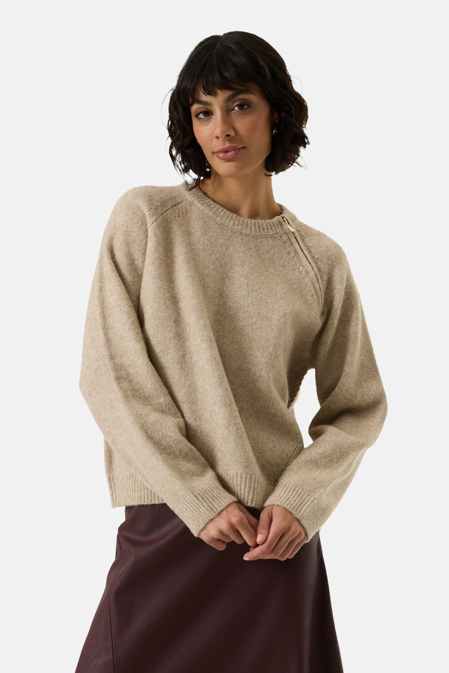 Pull col rond cognac - GARCIA