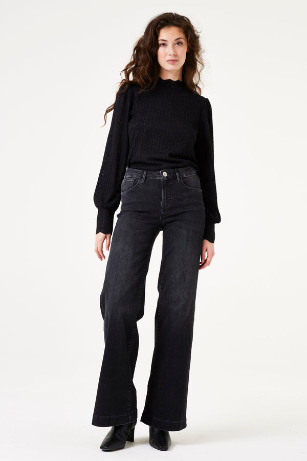 Top uni manches longues Noir - GARCIA