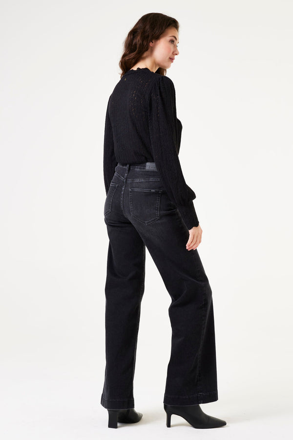 Top uni manches longues Noir - GARCIA