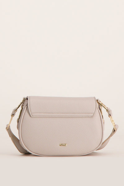 Sac à bandoulière beige de Gaudi Jeans, avec bandoulière réglable et détails dorés.