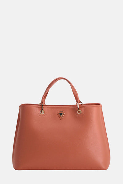 Sac à main orange de Gaudi Jeans, en cuir texturé avec logo triangulaire doré.
