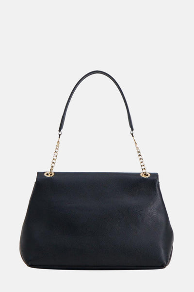 Sac à bandoulière noir de Gaudi Jeans avec une bandoulière fine et une chaîne dorée.