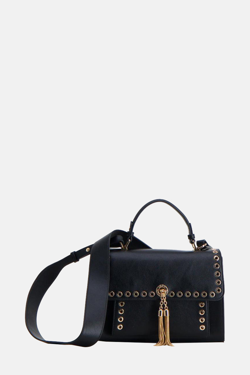 Sac à bandoulière noir de Gaudi Jeans avec bandoulière réglable et détails décoratifs dorés.