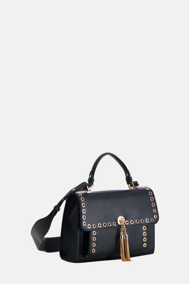 Sac à bandoulière noir de Gaudi Jeans, orné de détails dorés et d'une bandoulière réglable.