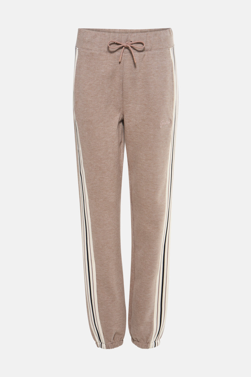 Beige joggingbroek van Guess met contrasterende zijstrepen en trekkoord in de taille.