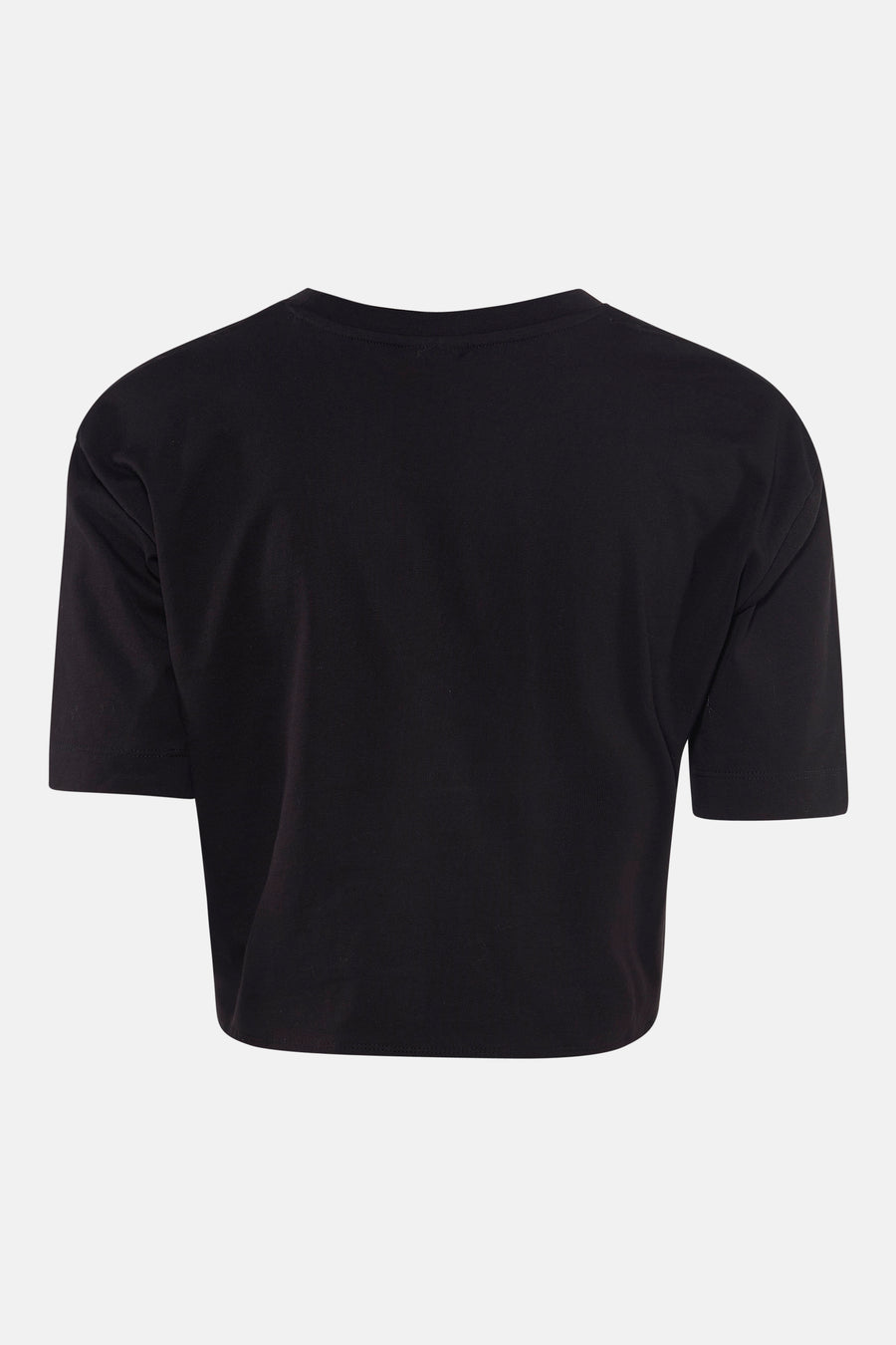 T-shirt noir à manches courtes de Guess, uni et décontracté, présenté de dos.