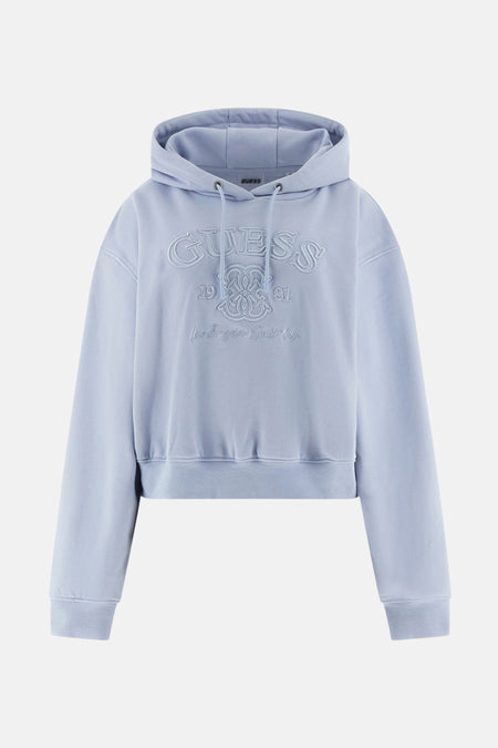 Guess blauwe sweatshirt met logo op de voorzijde.