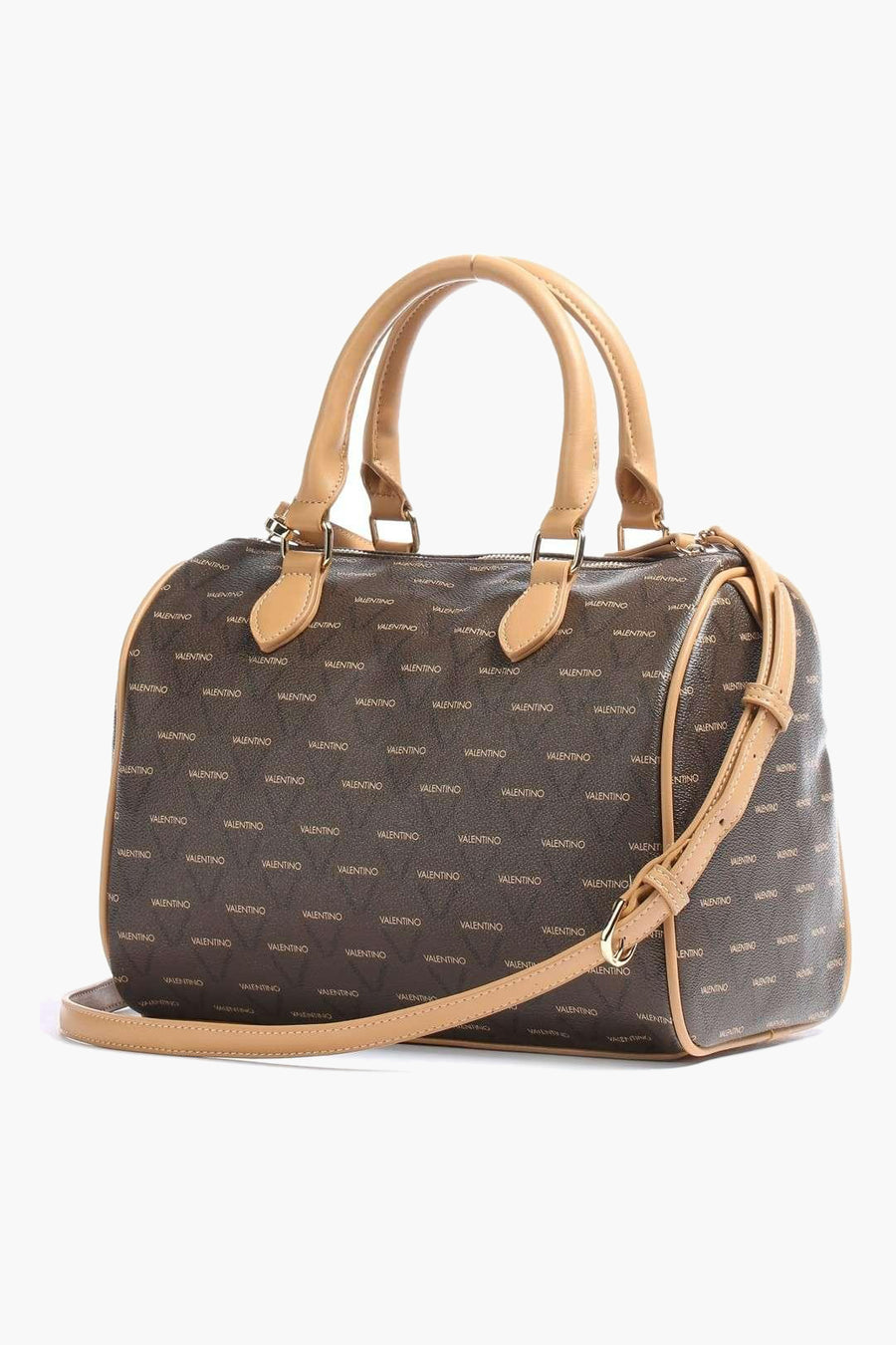 Sac à main multicolore de VALENTINO BAGS, orné d'un motif logo répété et de finitions beige clair.