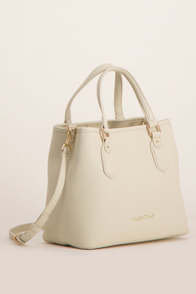 Sac à main écru de VALENTINO BAGS, avec poignée supérieure et bandoulière amovible, en cuir texturé.