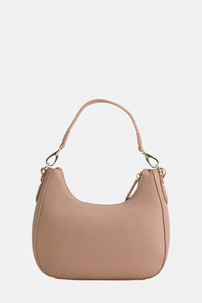 Beige handtas van VALENTINO BAGS met een generfde textuur en een lederen schouderriem.