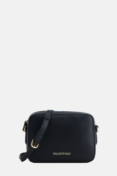 Zwarte schoudertas van imitatieleer van VALENTINO BAGS, met verstelbare schouderriem en gouden details.