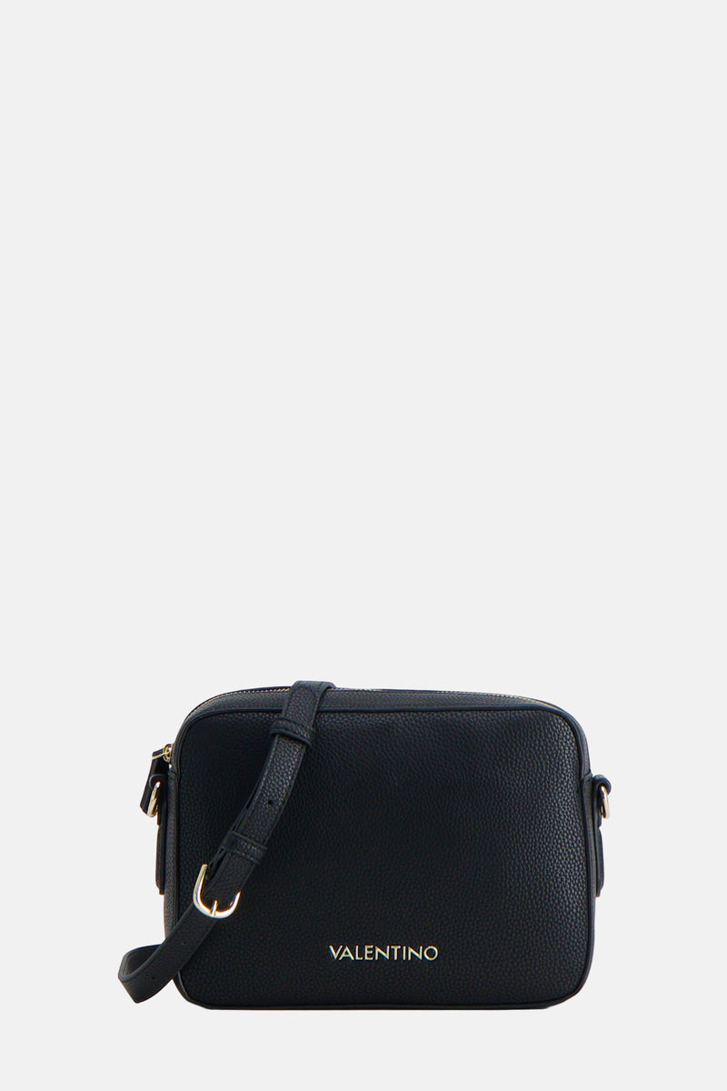 Zwarte schoudertas van imitatieleer van VALENTINO BAGS, met verstelbare schouderriem en gouden details.