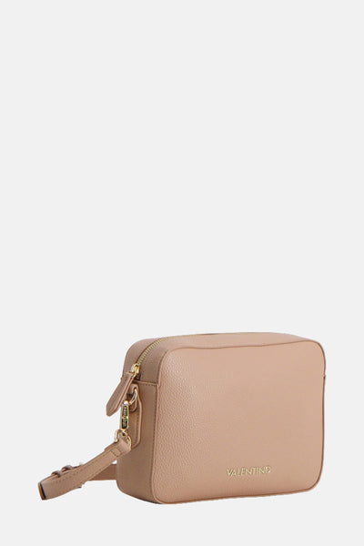 Beige schoudertas van VALENTINO BAGS met gouden ritssluiting en een schouderriem in dezelfde kleur.