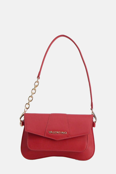 Sac à bandoulière rouge de VALENTINO BAGS avec une bandoulière fine et une chaîne dorée.