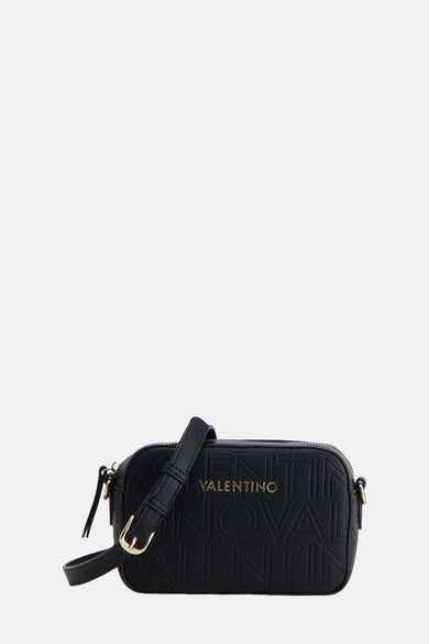 Zwarte schoudertas van VALENTINO BAGS, met toon-op-toon logo-opdruk en verstelbare schouderriem.