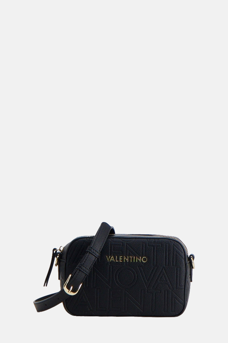Zwarte schoudertas van VALENTINO BAGS, met toon-op-toon logo-opdruk en verstelbare schouderriem.