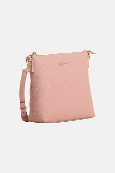 Roze schoudertas van VALENTINO BAGS, met all-over reliëf logo-patroon.