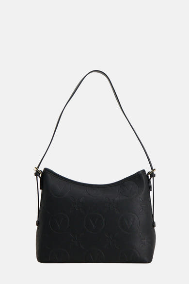 Zwarte schoudertas van VALENTINO BAGS met all-over reliëf logo patroon.