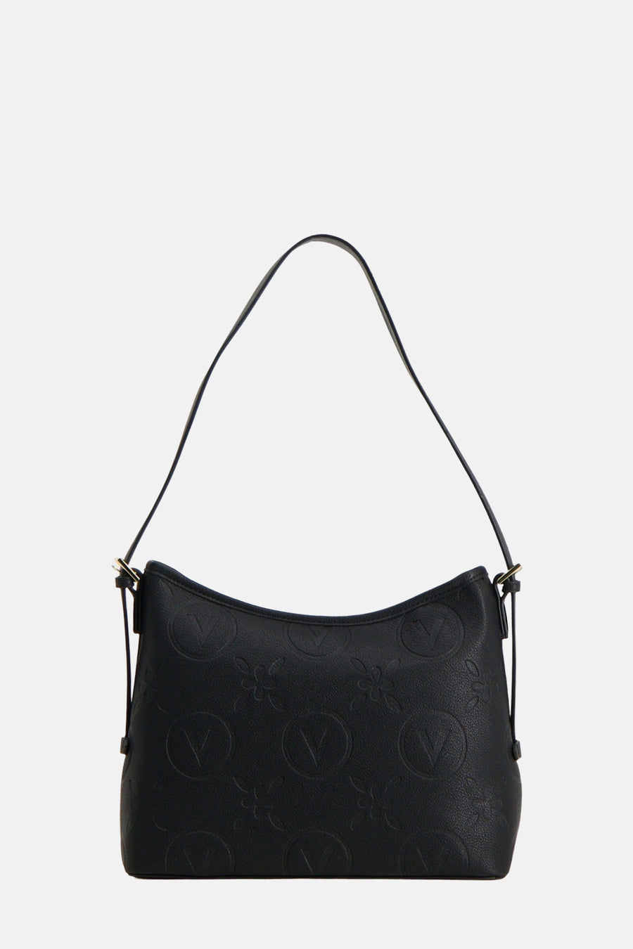 Zwarte schoudertas van VALENTINO BAGS met all-over reliëf logo patroon.
