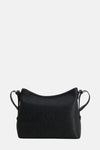 Zwarte VALENTINO BAGS schoudertas met reliëf logo patroon en dunne schouderbanden.
