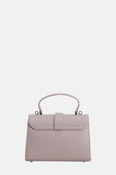 Paarse schoudertas van VALENTINO BAGS met een stevige handgreep en gouden details.