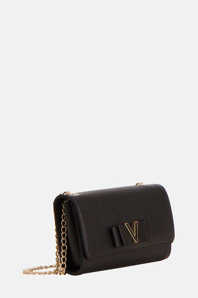 Zwarte VALENTINO BAGS schoudertas met gouden ketting en overslagsluiting.