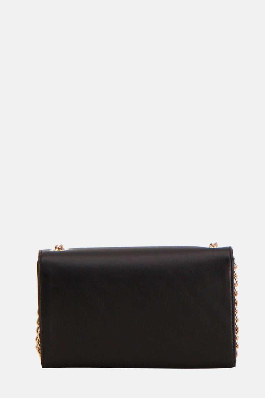 Zwarte schoudertas van VALENTINO BAGS met een zichtbare gouden kettingriem op de achtergrond.