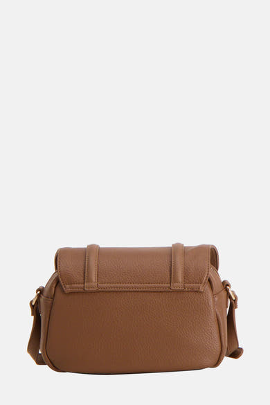 Bruine VALENTINO BAGS schoudertas met textuurflap en riemdetails.