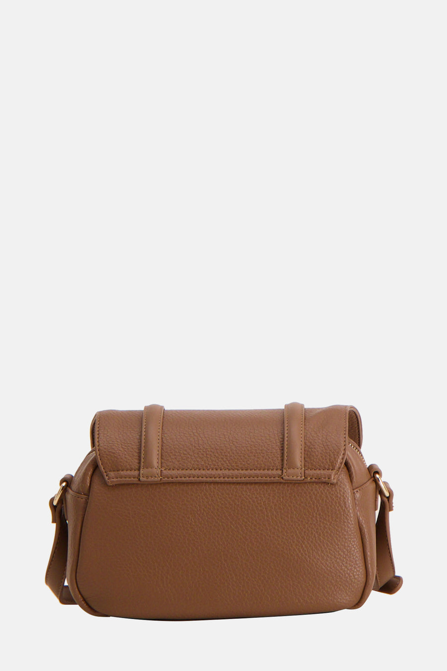 Bruine VALENTINO BAGS schoudertas met textuurflap en riemdetails.